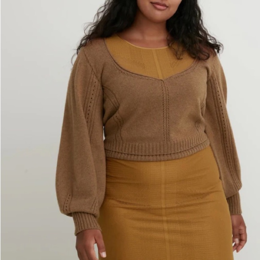 Uniqlo x Mame Kurogouchi Brown Volume Sleeve Sweater